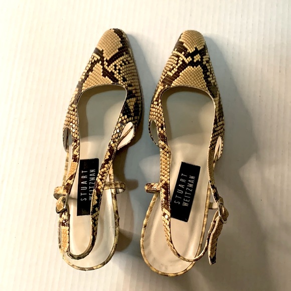 Stuart Weitzman Python Print Slingback Heels - Picture 3 of 6